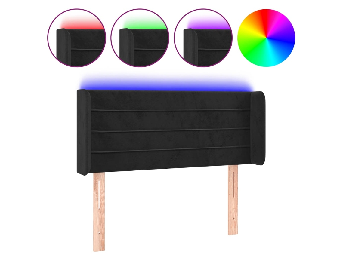 Cabeceira com luzes LED Veludo Preto MAISON EXCLUSIVE (93x16x78 cm)