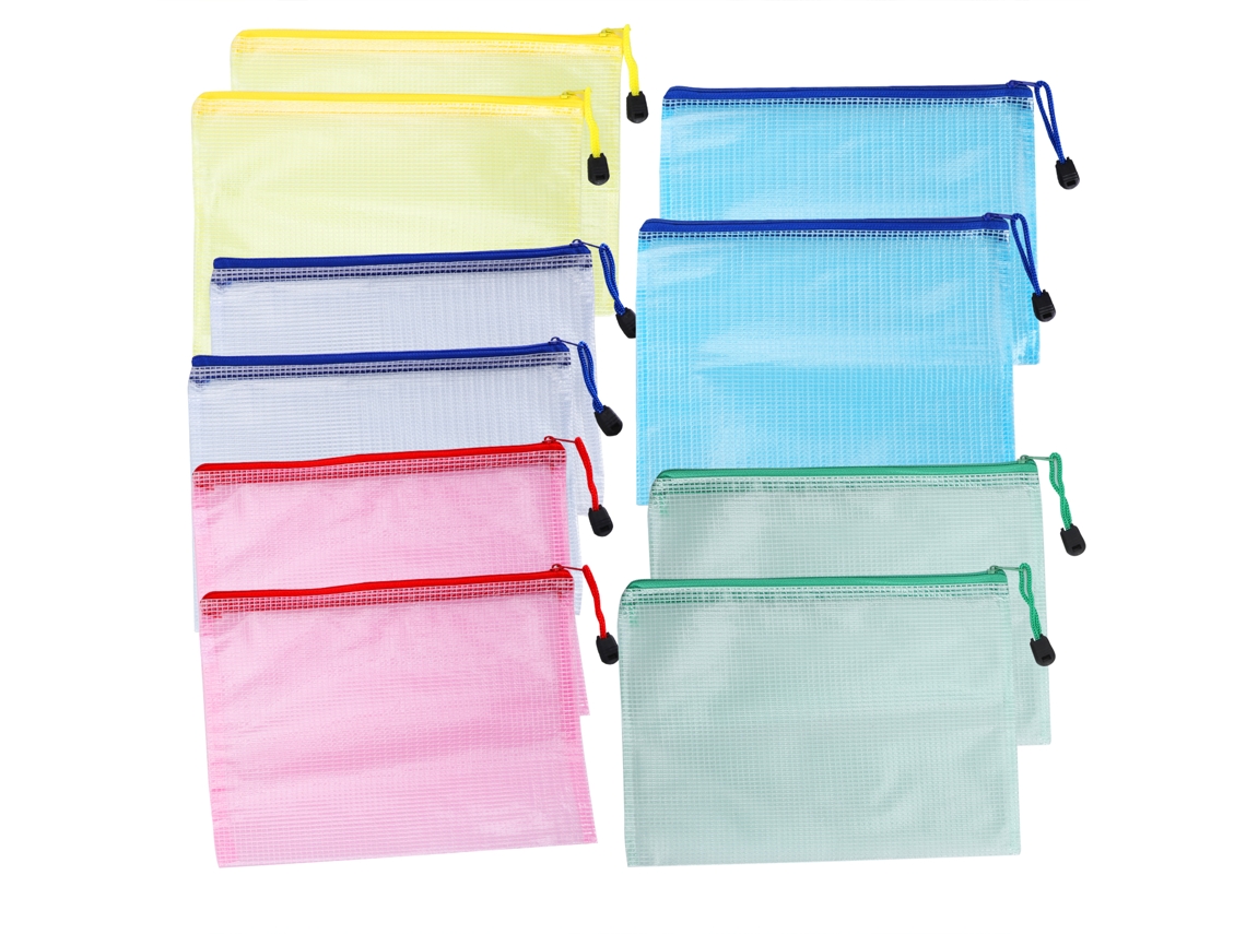 10 Bolsas De Archivo Com Cremallera Malla A5 Bolsillo Documento Protector Suministros De Escritório