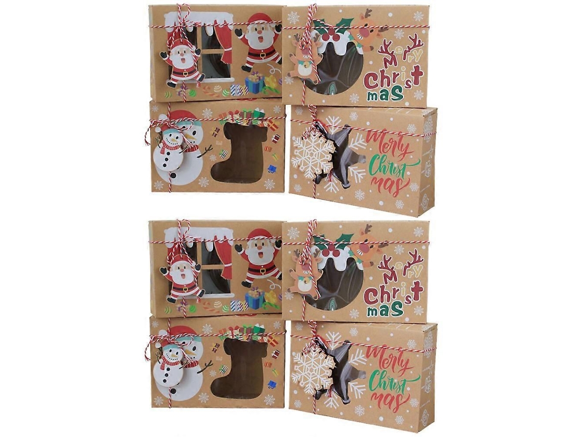 Caixas De Biscoito De Natal Com Janela, Em Papel Kraft, Para Presentes