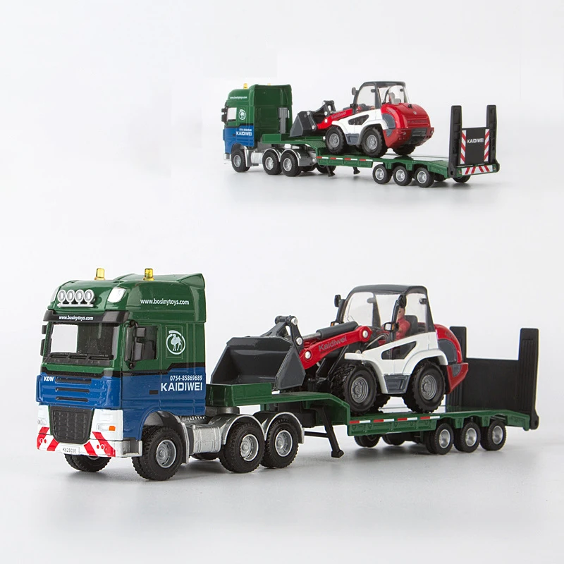 (empilhadeira Verde) Miniatura De Caminhão Guincho, Escavadeira E Empilhadeira Na Escala 1:50 E Modelo De Carrinho De Brinquedo