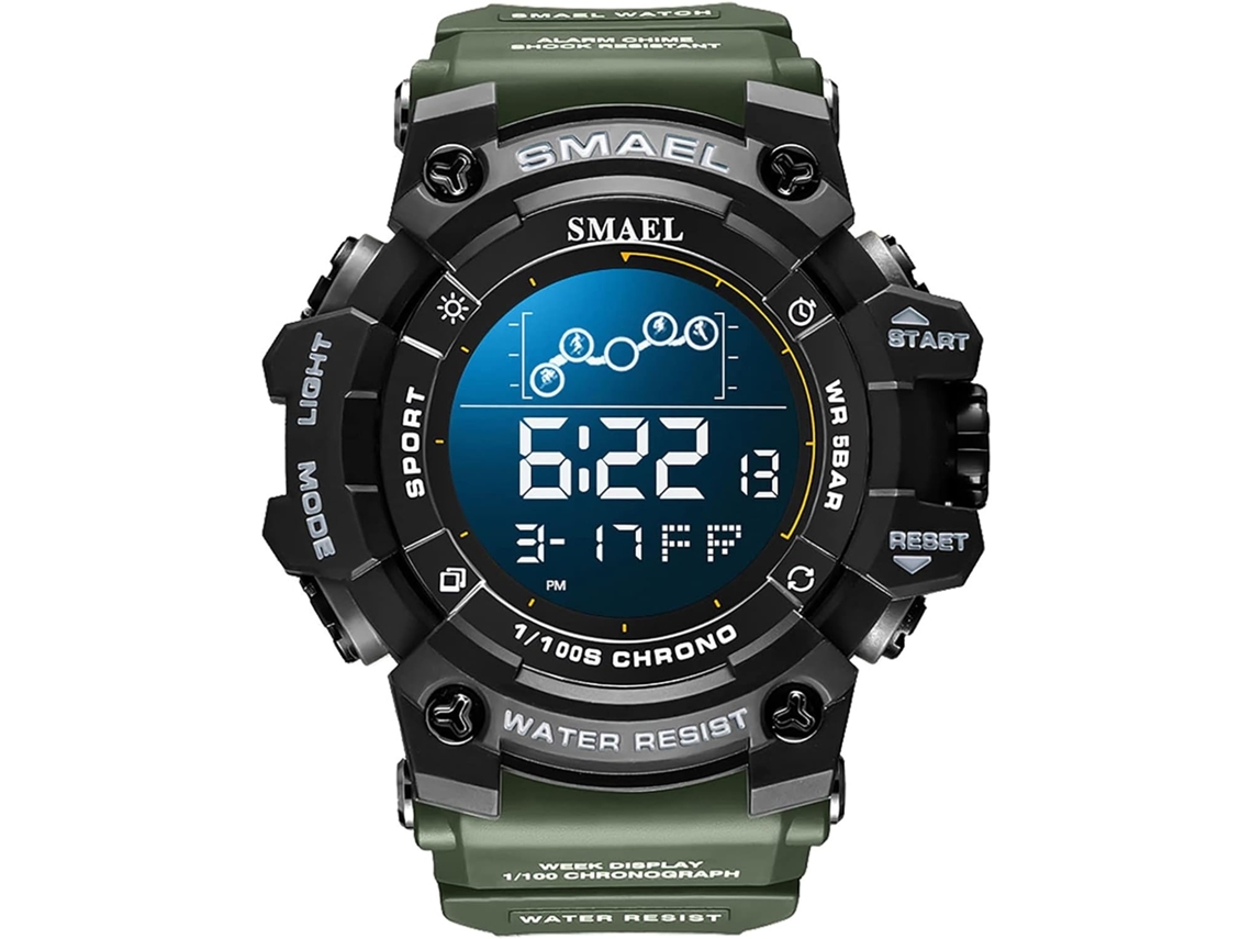Lurelia Relógio Digital Desportivo, Led, Cronómetro, Alarme, Data/calendário, Luminoso, Pele, Tpu, Resistente À Água 50m, Verde