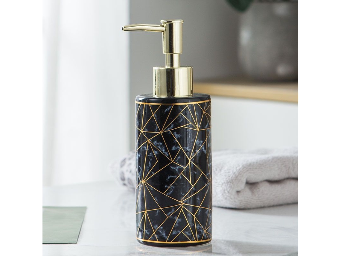 2026 dispensador de Jabón Moderno Refillable de Cerámica para Decoración (negro Oro)