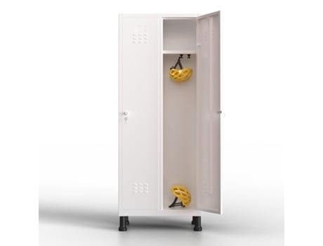 Cacifo Metálico de 2 Portas 180X65X40 Cm para a Sua Oficina Ou Escritório Cacifo Metálico com Fechadura Branco TWINTHINK