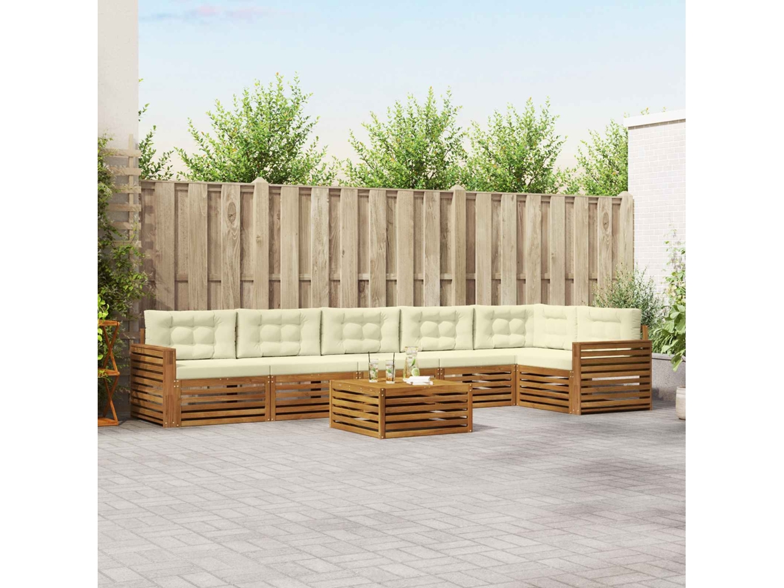 Vidaxl Conjunto De Sofás Para Exterior 7 Unid. Natural E Creme
