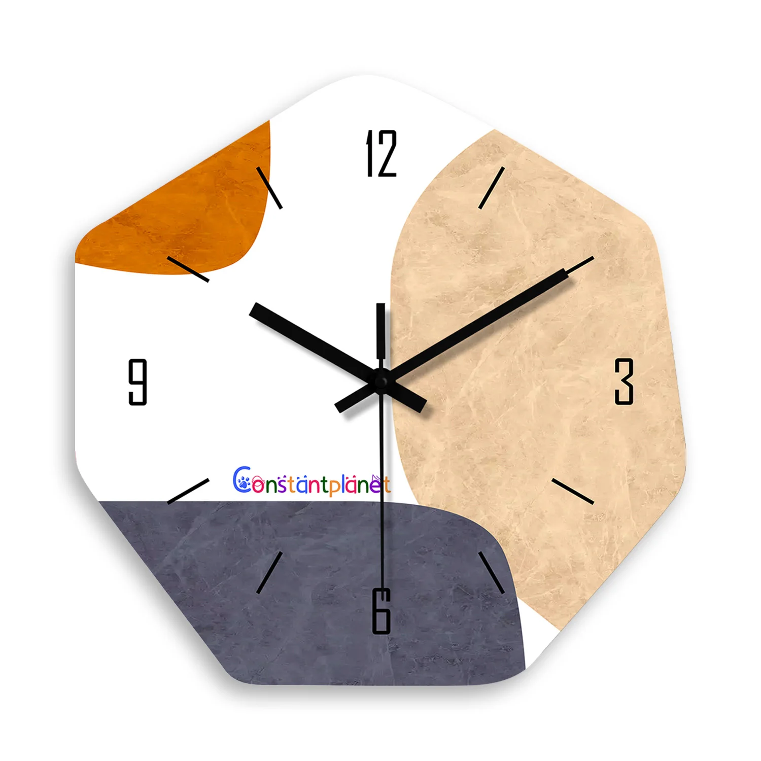 Relógio De Parede De Porcelana Cristalina Com Esquema De Cores Geométricas De Arte Abstrata (30 Cm), Relógio De Quartzo Silencioso