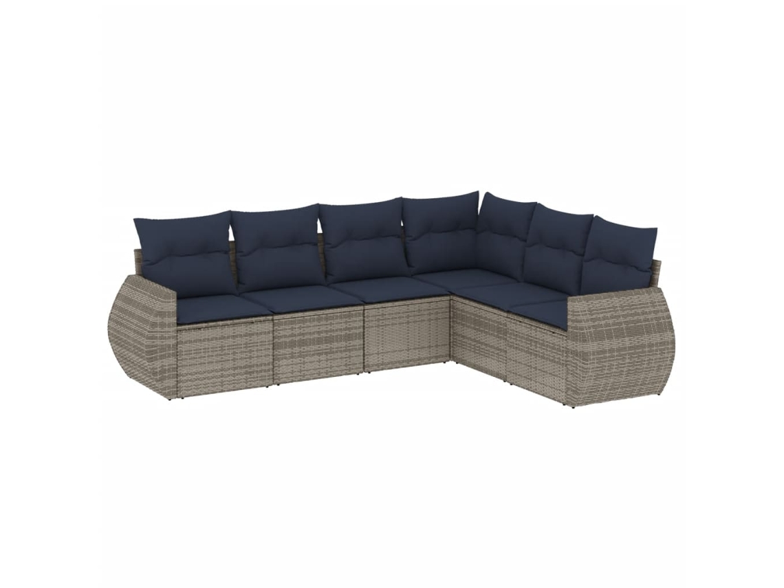 Conjunto de Sofá de Jardim, 6 Peças, Almofadas, Rattan Cinza MAISON EXCLUSIVE