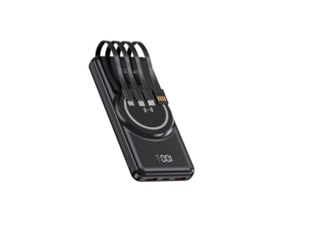 Power Bank Green Lyca 10000mah - Carregamento Sem Fio Magnã©tico, Pd Fast Charge, Cabos Integrados, Display Digital