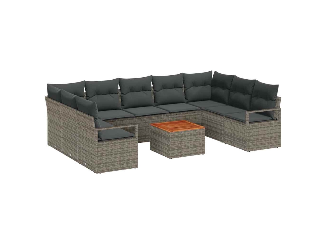 Conjunto de sofá de jardim 10 peças Cinzeto Vime Pe MAISON EXCLUSIVE