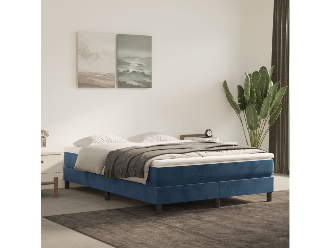 Vidaxl Colchão De Molas Ensacadas Firmeza Média 140x200x20 Cm Veludo Azul-escuro