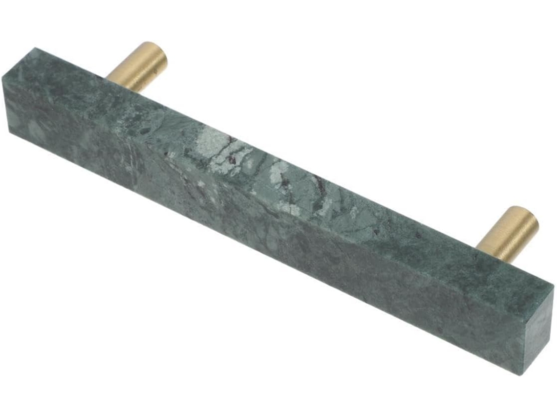 Jojofuny 2-puxadores Para Armários De Cozinha E Banheiro Em Mármore Verde Latão, Design Quadrado Com Furos Duplos