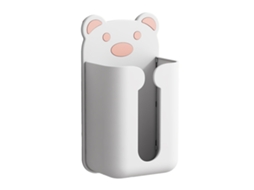 Caixa de Papel Higiênico S/MARCA para parede, sem perfuração, com urso fofo, plástico, dispenser, branco rosa