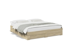 Bed Frame, Bed Frames Vidaxl Marrom Madeira Processada (200 X 200 Cm)