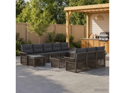 Vidaxl Conjunto De Sofá De Jardim 11 Unid. Cinzento Vime Pe