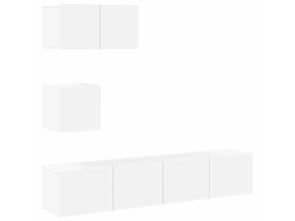 Conjunto Móveis de Tv 4 Pcs Madeira Processada Branco MAISON EXCLUSIVE