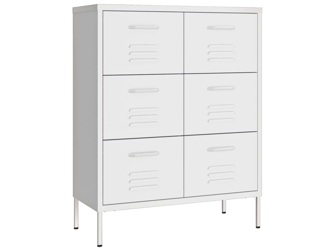 Armário com Gavetas Aço 80x35x101,5 Cm Branco MAISON EXCLUSIVE