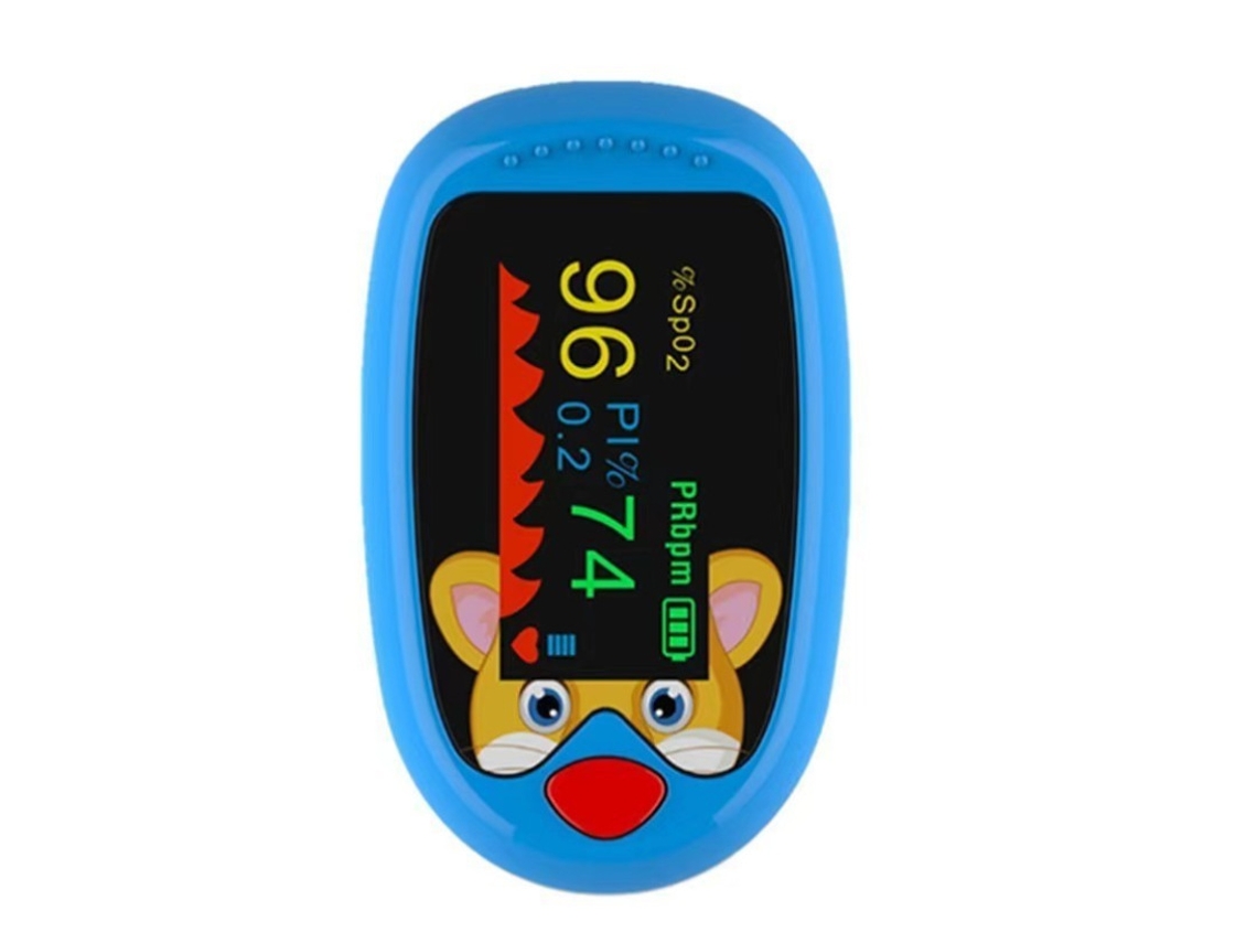 Oxímetro Infantil Azul, Recarregável Com Tela Animada E Design Ergonômico