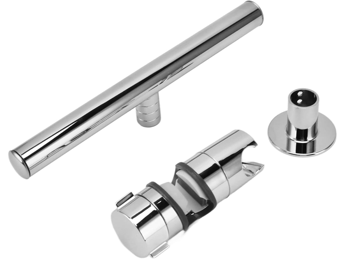 Suporte ajustável para chuveiro de metal em cobre, resistente e com barra deslizante de 1 peça.
