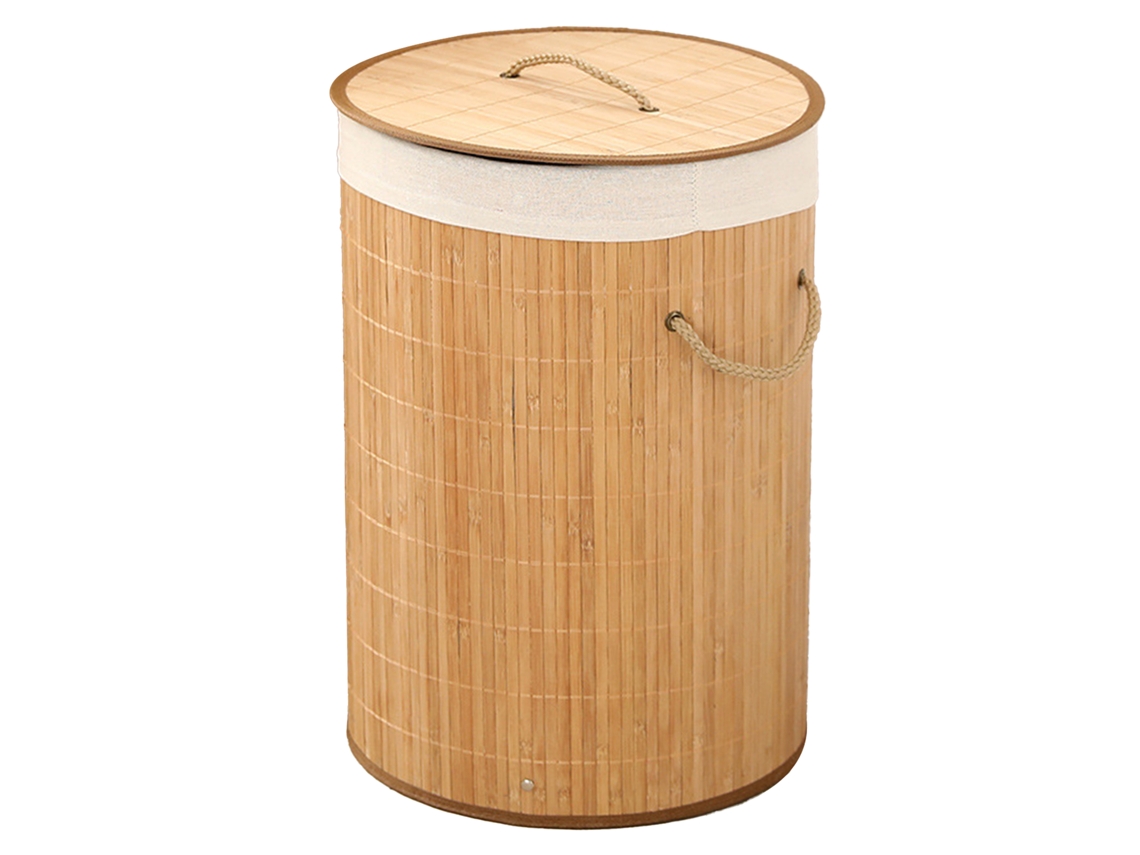 Cesta de Roupa Plegável de Bambú, Grande Capacidade, para Lavanderia e Compras