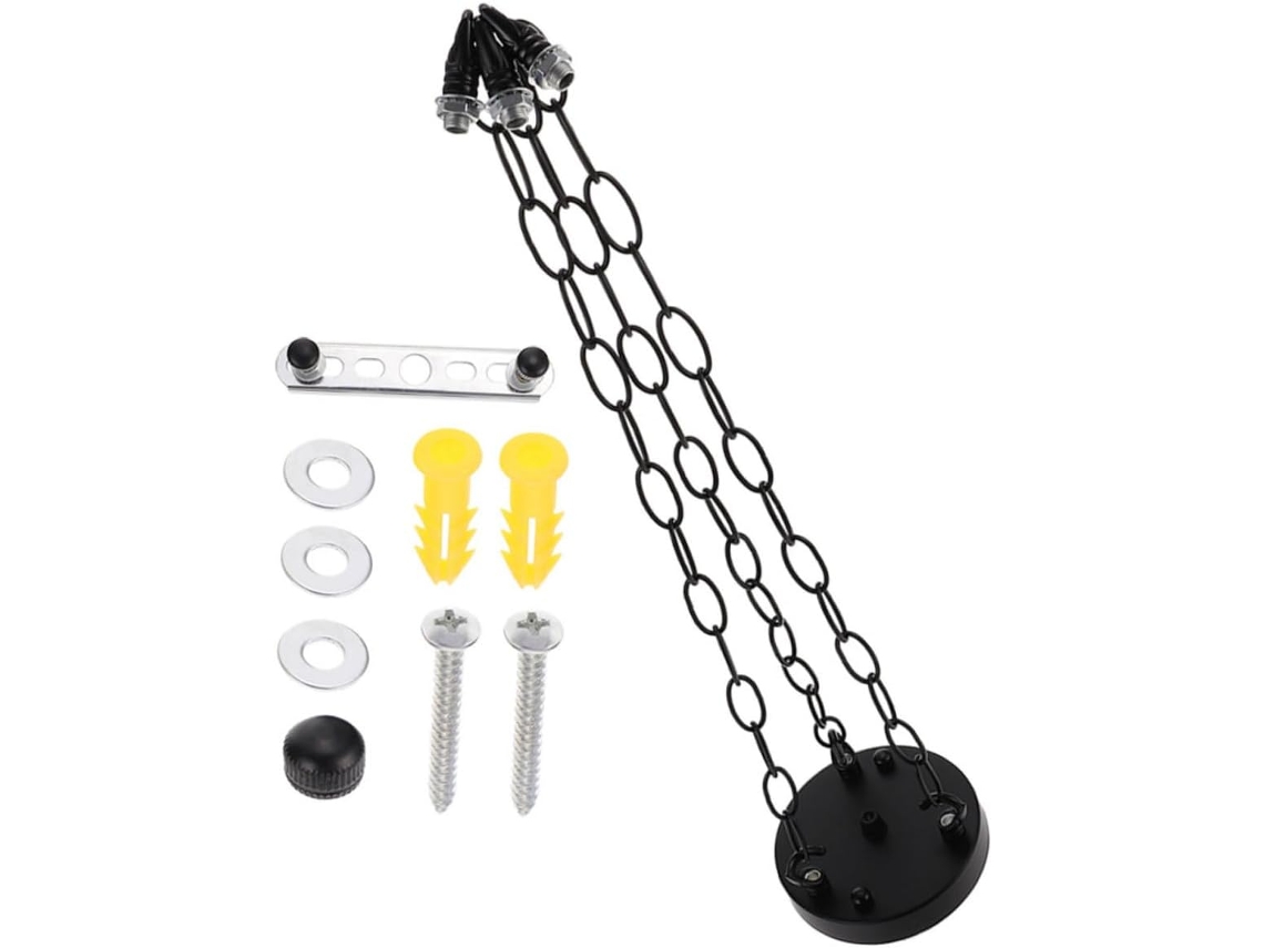 1 Conjunto De Lustre Com Placa, Correntes, Base E Lâmpada Pendente Para Iluminação