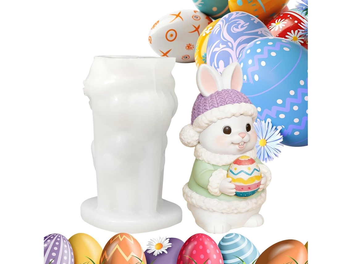 Molde de Silicone em Formato Coelho da Páscoa para Fazer Sabonetes e Decorações Casa Gesso CHABERLU