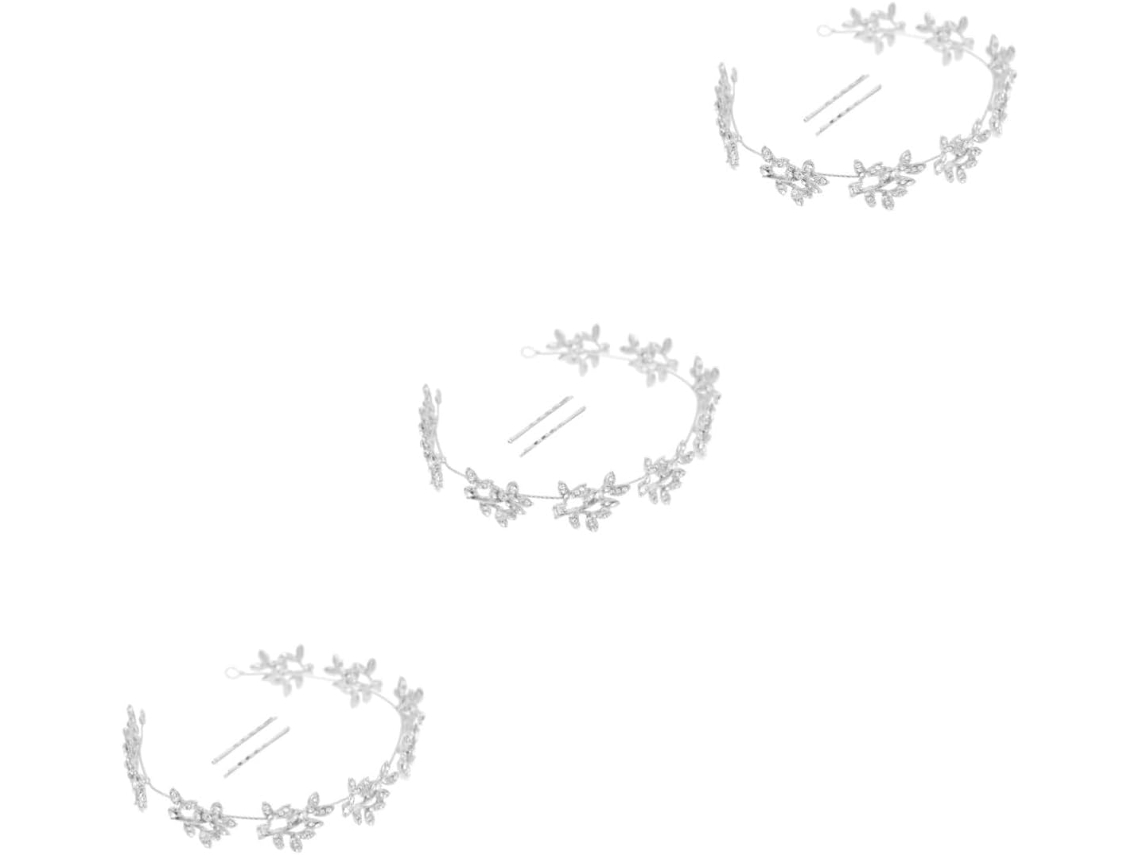 Conjunto De 3 Tiaras Com Strass E Pérolas Para Casamentos - Acessório Elegante Para Festas E Banquetes - Faixa De Cabelo