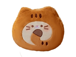 Brinquedo de Pelúcia Gato Tigrado com Pelos Encaracolados, Almofada de Dormir para Crianças, Decoração de Casa, Tamanho Pequeno Amarelo CHABERLU