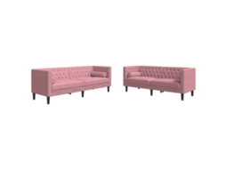 Maison Exclusive - 2 Pcs Conjunto De Sofás Chesterfield Com Rolos Veludo Rosa