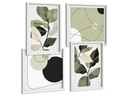 Composição De Quadros Motivos Vegetais Escandinavos Espelharte (4 Peças)
