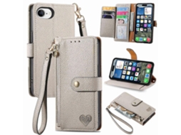 Capa Tipo Carteira De Couro Com Bloqueio Rfid Para Iphone 16e E Bolso Com Zíper