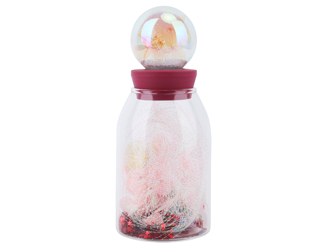 Garrafa Desejos Transparente Luz Rosa Floral Presente Romântico
