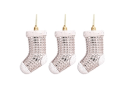 Laxiscreed Kit De 3 Meias De Natal Decorativas Em Plástico Com Detalhes Electropletados