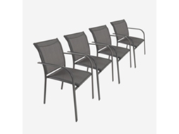 Cadeira De Jardim Em Alumínio E Textileno, Set De 4, Antracite Sweeek