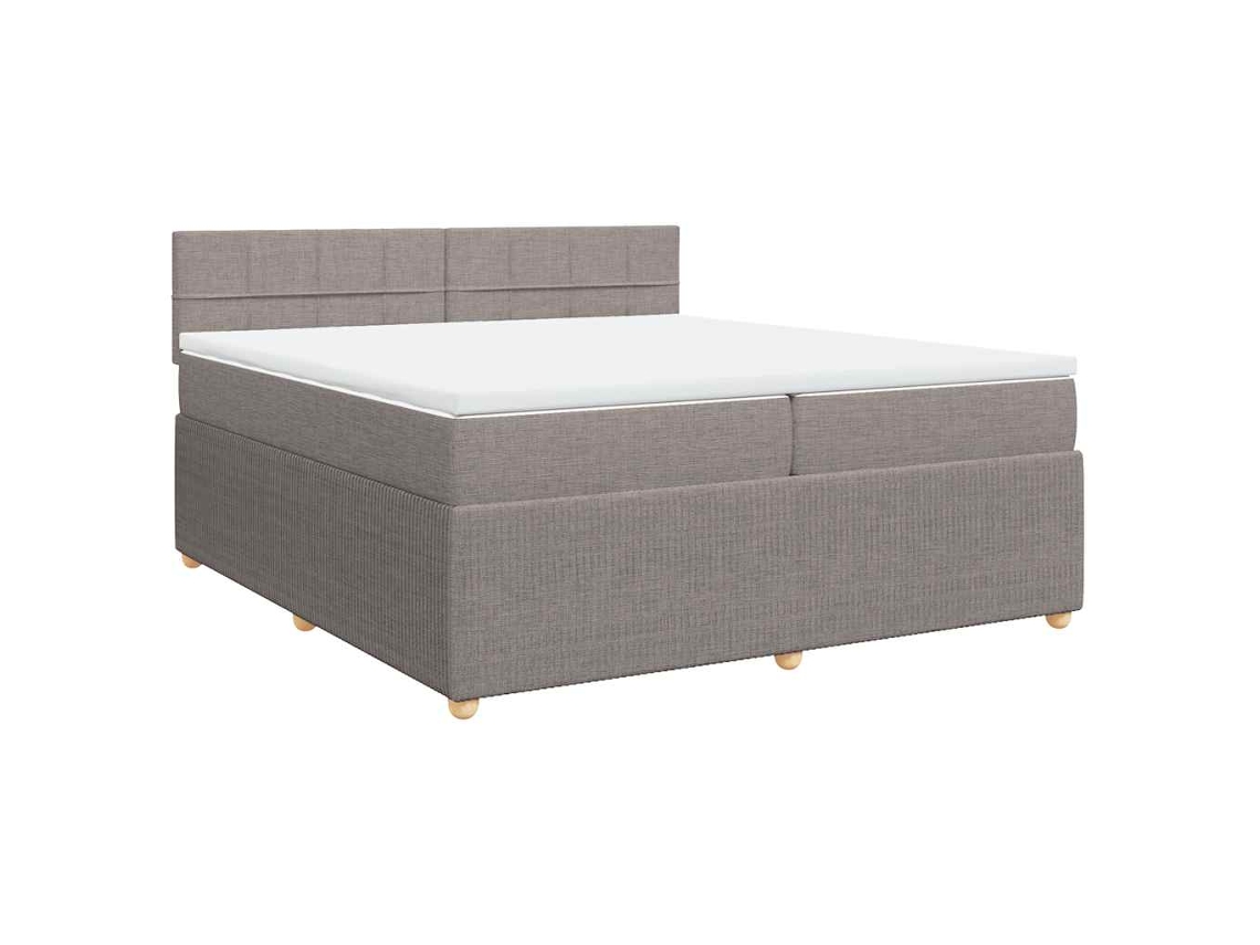 Cama com Molas/Colchão 200x200 Cm em Tecido Castanho Acinzentado MAISON EXCLUSIVE