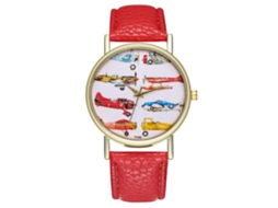 Reloj Zhoulianfa T193-a Quartz Cuero Mujer Hombre Avión Rojo