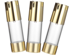 De 3 Frascos De Viagem Com Bomba Airless Dourados De 30 Ml Em Pp, Acessórios Multiuso Para Bomba.