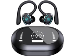 Mini Fones De Ouvido True Wireless Versão 5 3 Estéreo Sem Fio On Ear Para Corrida, Com Visor Digital Preto, Tamanho