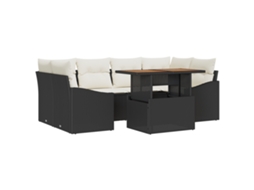 Conjunto 7 Móveis Exteriores Vidaxl Preto Vime Pe (100 X 55 X 73 Cm)