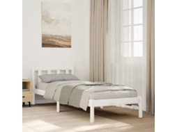 Cama Extra Longa Sem Colchão 100x210 Cm Pinho Maciço Branco
