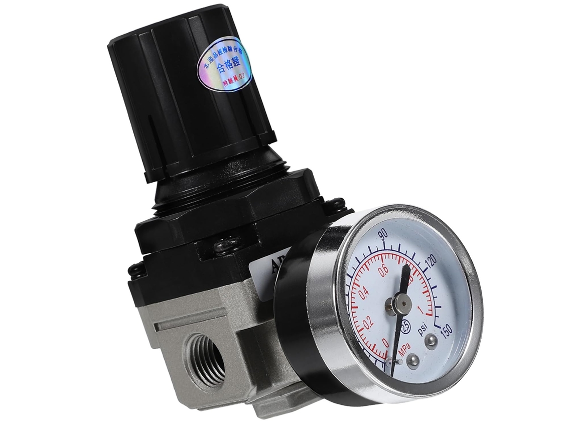 Regulador De Pressão De Ar Para Compressor Com Manômetro Npt E Rosca Interna