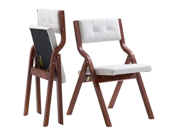 Cadeiras Dobráveis de Madeira com Almofada Acolchoada, 2 Unidades, 575 X 480 800 Mm, Estrutura Resistente, Acolchoadas Portáteis para Cozinha,