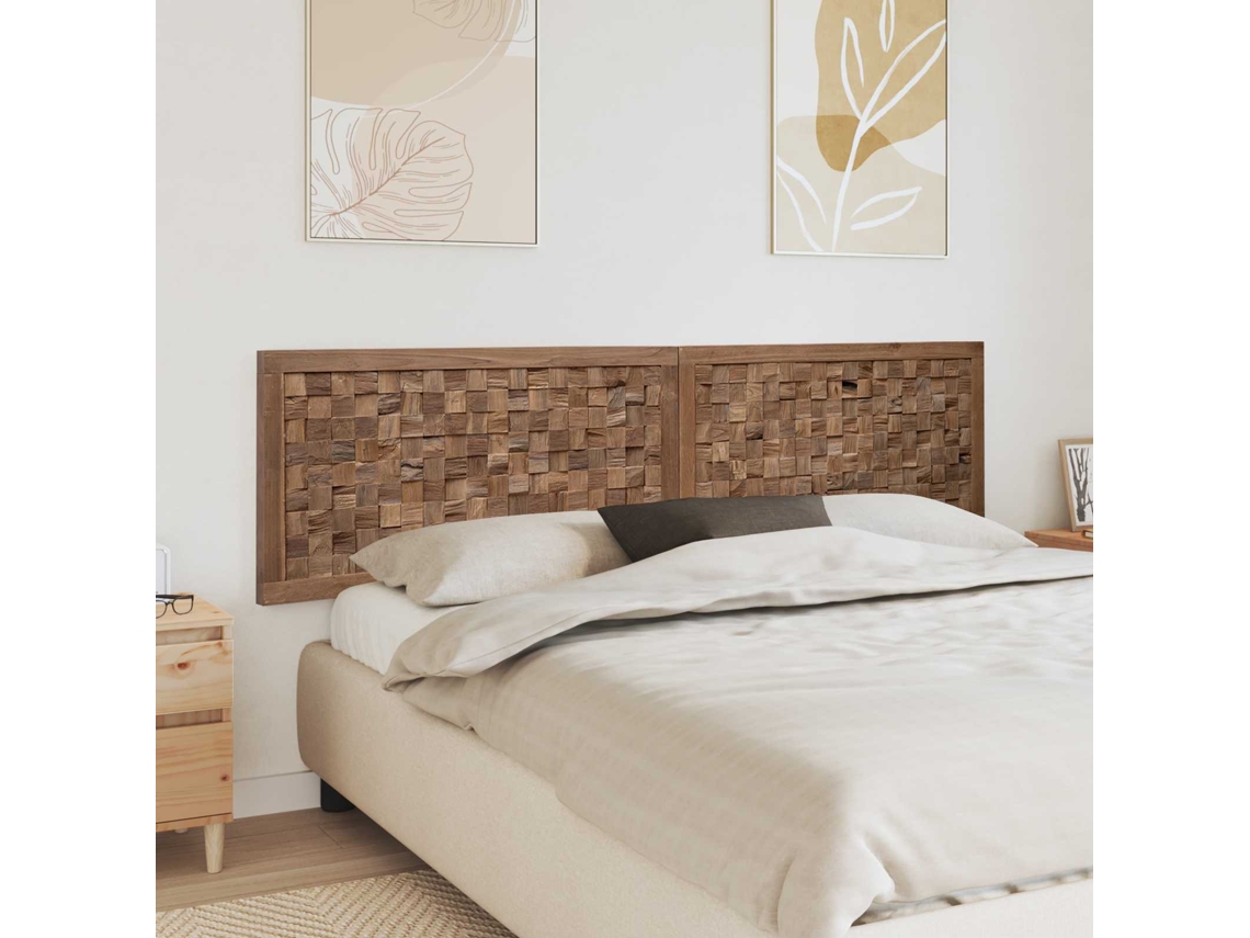 Vidaxl Cabeceira De Cama Natural Madeira De Teca Sólida