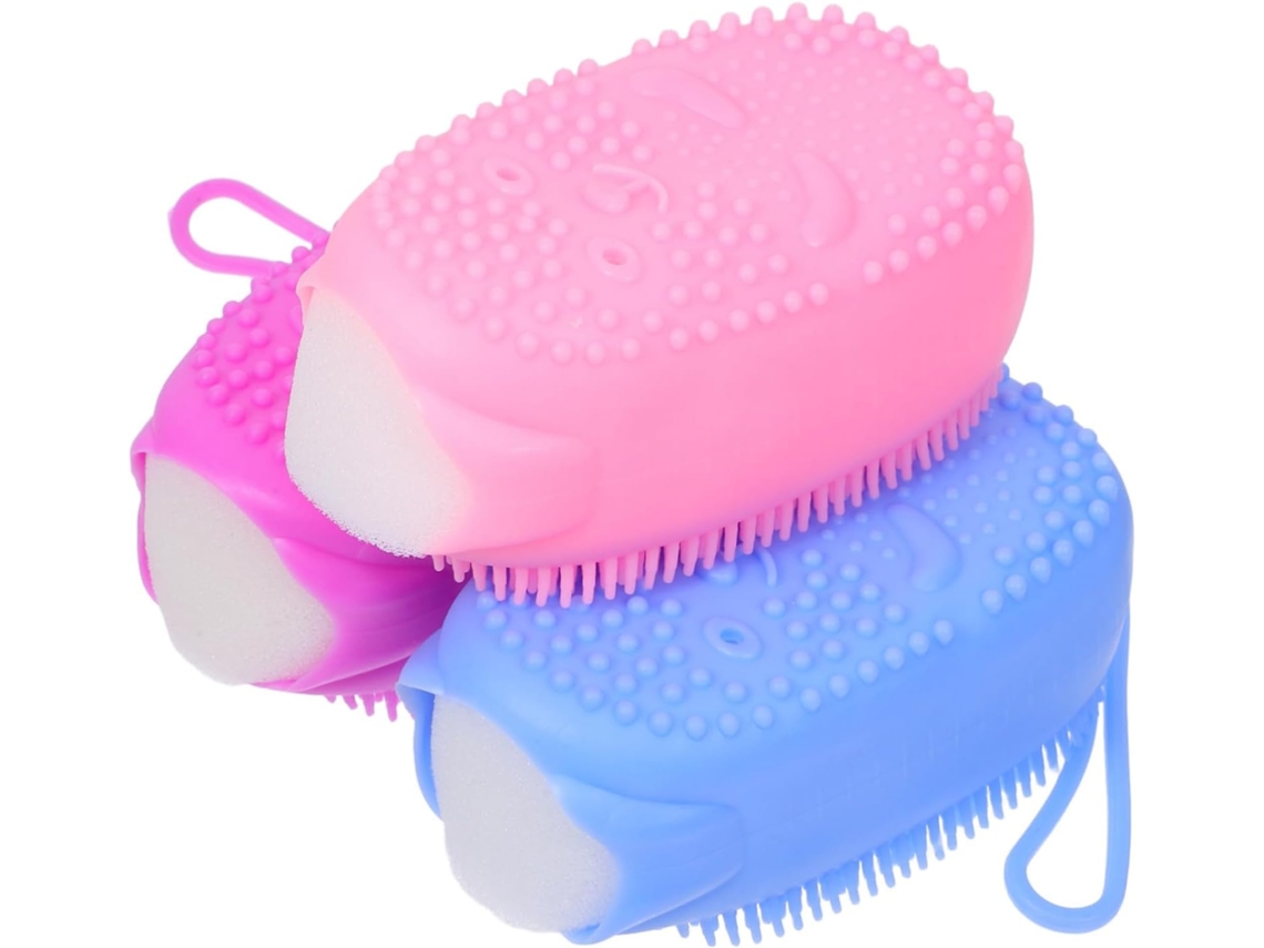 Conjunto De 3 Escovas Silicone Para Limpeza Corporal, Banho E Esfoliação Da Sherchpry