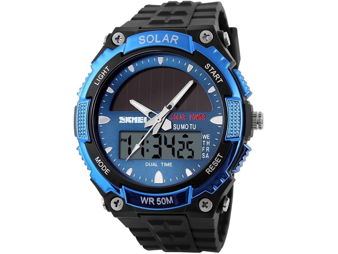 Solar Power Sport Relógios Masculinos 50M À Prova DÁgua-Preto