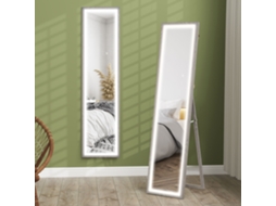 Espelho Retangular Grande De Corpo Inteiro, Para Parede Ou Mesa, 40 X 160 Cm, Com Iluminação Led De 3 Cores, Cinza.