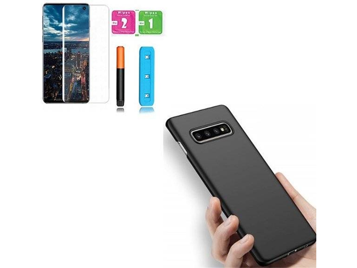 Kit Capa/Película de Vidro Nano Curved UV e Suporte Magnético Auto Samsung Galaxy S10 PHONECARE Naked Preto