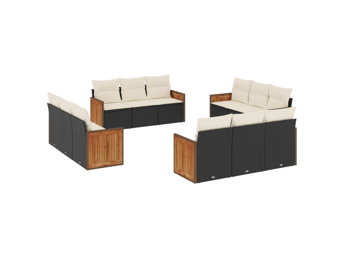 Garden Sofa Set, Garden Sofa Sets Vidaxl Preto Rattan / Vime (n/a)