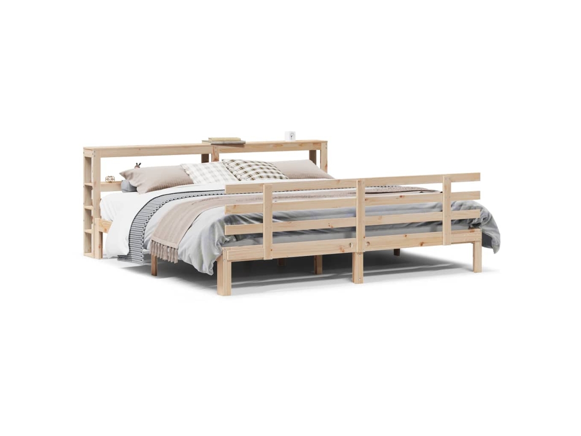 Estrutura de Cama com Cabeceira Pinho Maciço MAISON EXCLUSIVE 180x200 cm