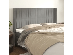 Vidaxl Cabeceira Cama C/ Abas Veludo 183x16x118/128 Cm Cinzento-claro