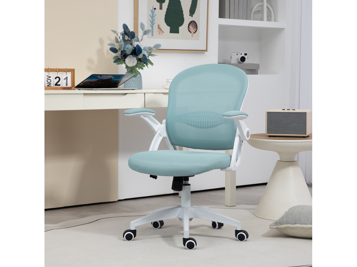 Cadeira de escritório ergonômica com encosto em tela e altura ajustável, 65,5 x 61,5 x 88-97,5 cm, azul