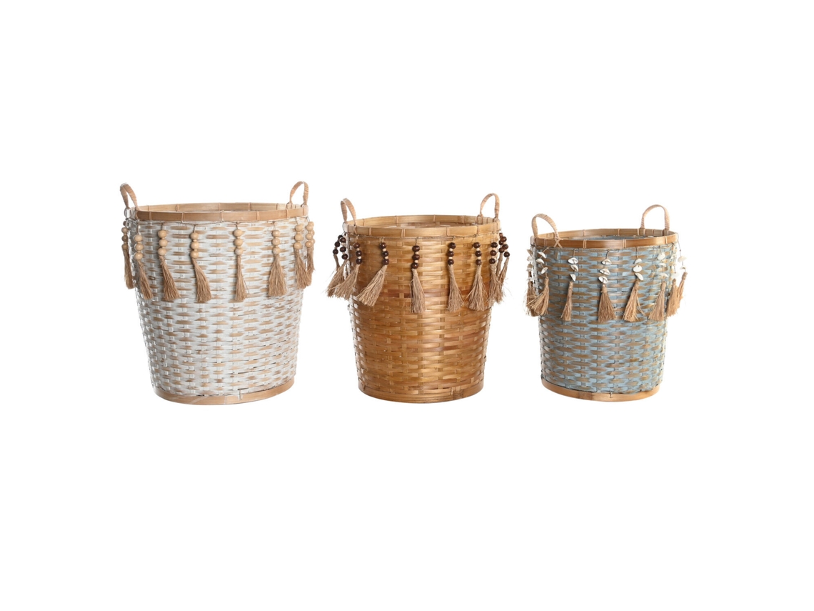 Conjunto de 3 Cestos de Bambu 44x49 36x46 Multicoloridos 49x45x54cm ALEXANDRA HOUSE LIVING